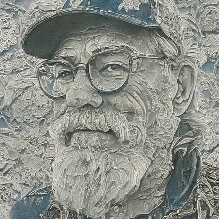 <lora:SDXL_lace_drawing_Sa_May_V3:1> lace drawing, very close-up portrait of a 60-year-old hipster biker-style