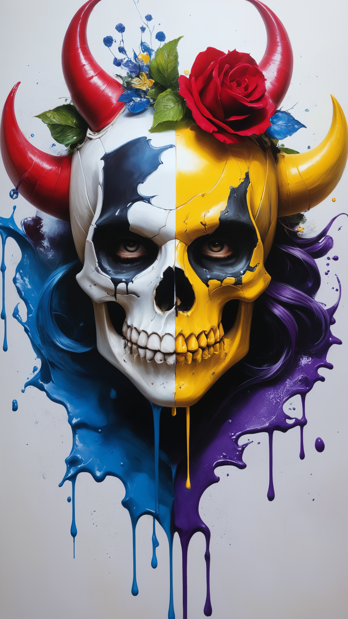 Hyper realistic art skull joker demon concept art portrait by Casey Weldon, Olga Kvasha, Miho Hirano, hyperdetailed intricately detailed gothic art trending on Artstation triadic colors Unreal Engine 5 detailed matte painting, deep color, fantastical, intricate detail, splash screen, complementary colors, fantasy concept art, 8k resolution, gothic DeviantArt masterpiece, Extremely high-resolution details, photographic, realism pushed to extreme, fine texture, incredibly lifelike
