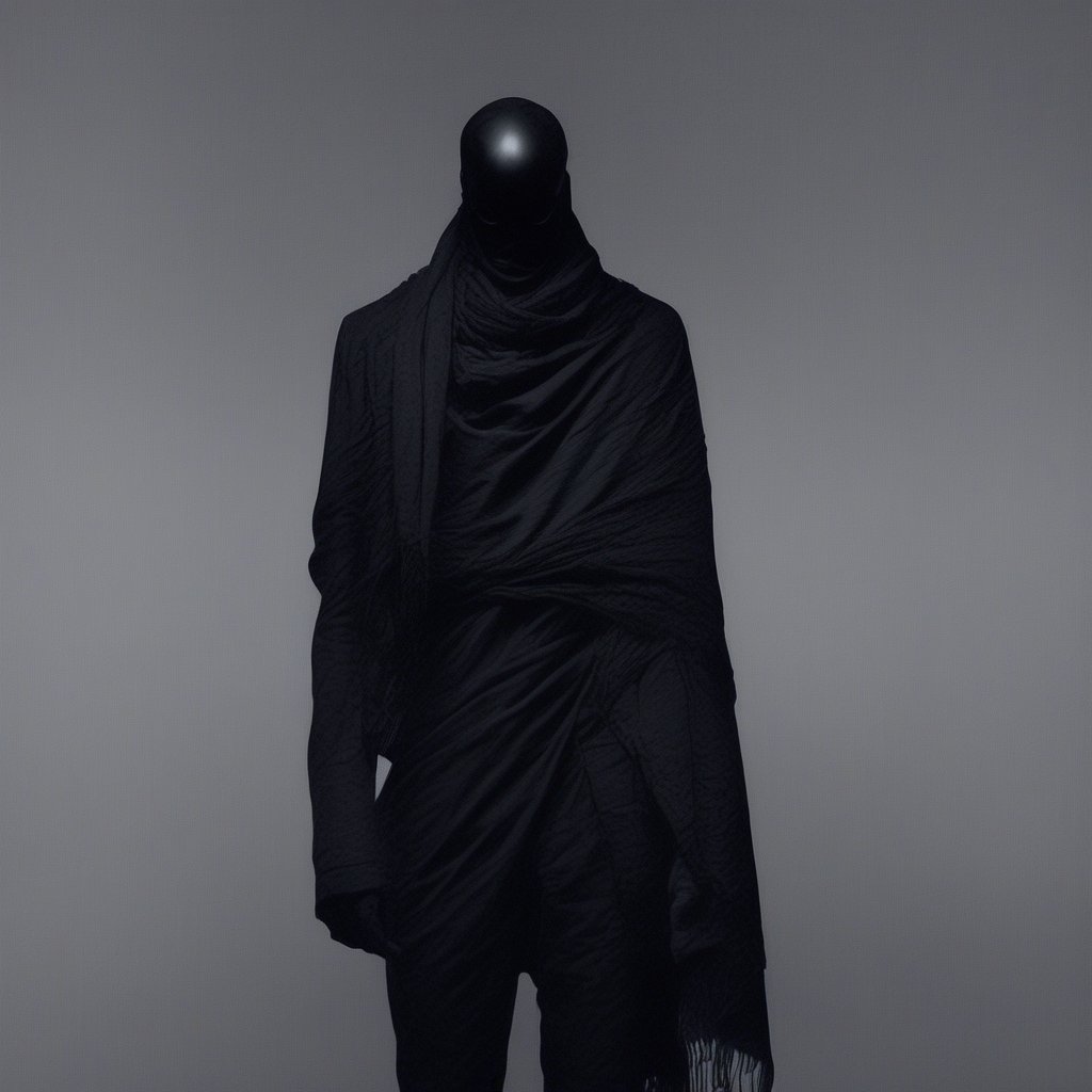 total black,man,no face,bandage,scarf on face,black clothes,torn clothes,score_9, score_8_up, score_7_up, score_6_up, score_5_up, score_4_up,   f3nn3r, trippy  <lora:f3nn3rXLP:1> <lora:archivestyle:1>
