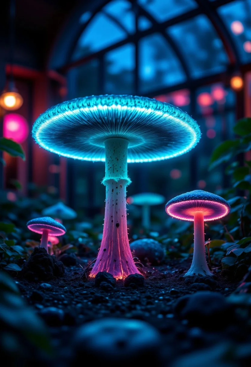 A wizard’s greenhouse at midnight: glowing mushrooms in gradients (turquoise caps, magenta gills) cast light on carnivorous plants that drip luminescent sap.
,sss, translucent, aidmasoftglow, aidmaGlow, overexposed, aidmafluxpro1.1
