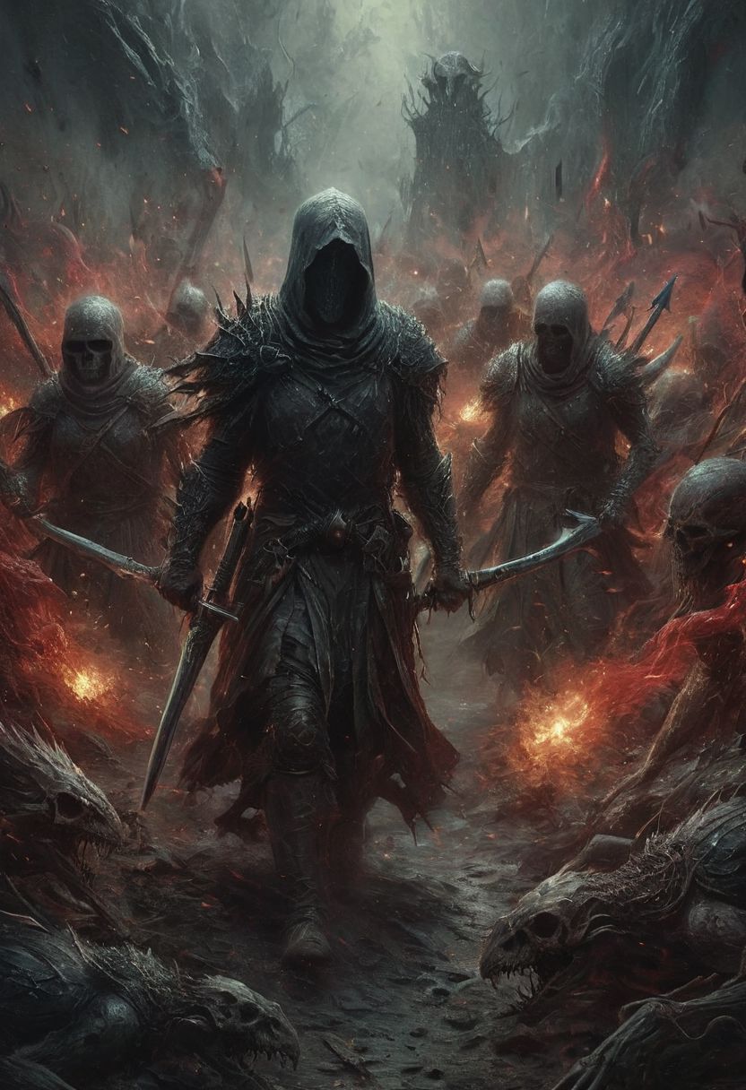 Completely Helm's fall absolutely nothing, pure black, detailed, but the Lord of the Rings of life are rising, FastNegativeV2, ral-dissolve,(James Ensor,Unica Zurn,Zdzislaw Beksinki:1.25), Skeletons,Weeping statues, Paranormal,Apparition, (Metallics:1.1), (Shape:1.1), (Monotyping:1.1), (Strobe light:1.2), Stone, Rhombus, ultra detailed, intricate, oil on canvas, dry brush, (surrealism:1.1), (disturbing:1.1) <lora:khorne:0.7> <lora:methurlant:0.5>
The king's guards fell like wheat before the scythe, their cries of alarm silenced by the swift and merciless blades of the assassin knights. Completely The world of the Lord of the Rings, pure black, detailed, but the Lord of the Rings of life are rising, FastNegativeV2, ral-dissolve,  amazing quality, masterpiece, best quality, hyper detailed, ultra detailed, UHD, perfect anatomy,
A fierce battle ensued, the clash of steel and the crackle of dark magic filling the air with a palpable sense of impending doom. Sirah's daggers danced like silver serpents, finding their mark with unerring accuracy, 
creating a hyperpunk scene with desaturated translucent DARK Red and beige details, colorful (polaroid:0.7) with vibrant colors, (vacations, high resolution:1.3),  ,end of hopes ,silence, extremely detailed,dark,sad, easynegative, digital artwork by Beksinski, extremely detailed, dark, chiaroscuro, low-key,in the style of Kelly Slater ,style by Kelly Slater,closeup,digital artwork by Beksinski, style of Kelly Slate