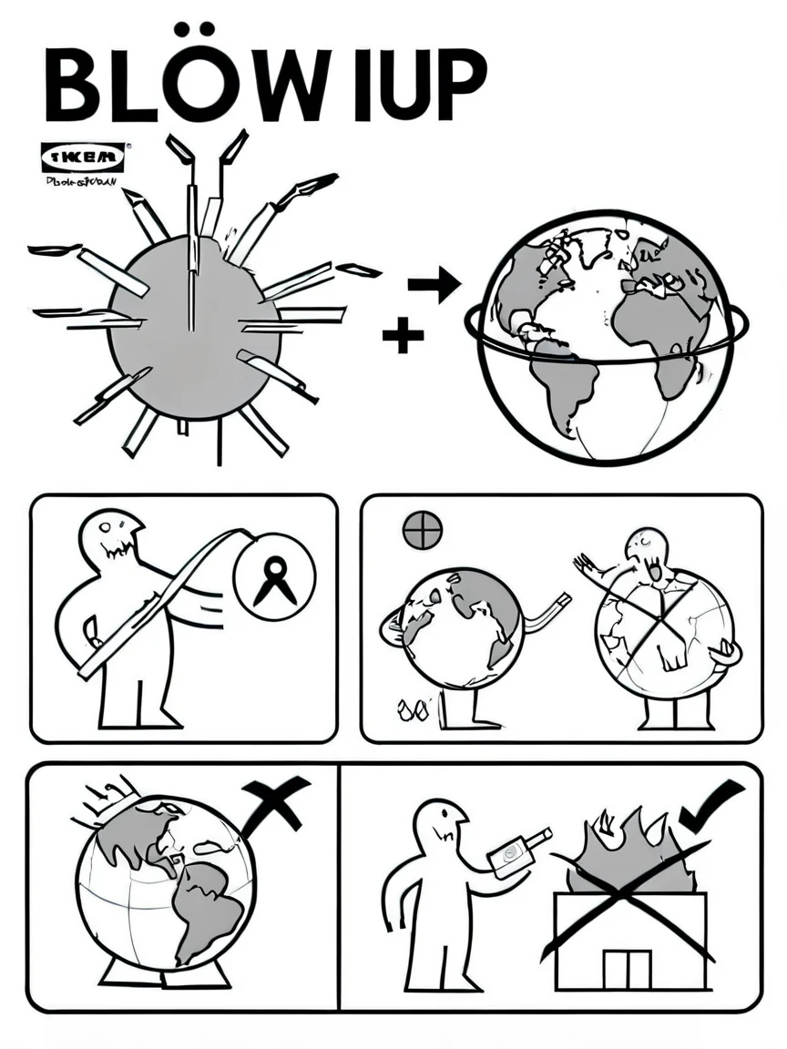 Blow up the earth <lora:ikea_instructions_xl_v1_5:1>