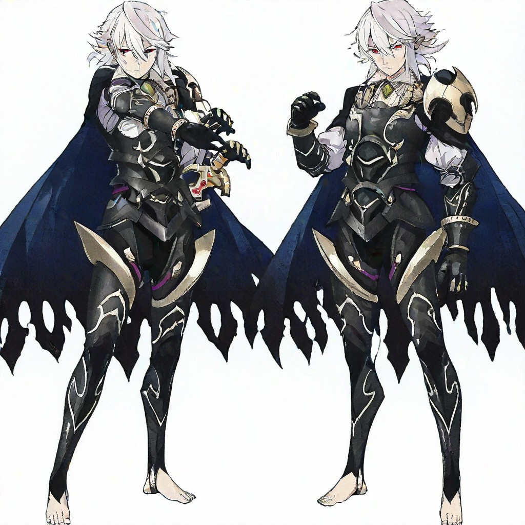 masterpiece, best quality, official style, anime screencap, anime coloring, BREAK malecorrin, white hair, hair between eyes, pointy ears, red eyes, blue cape, armor, metal gloves, toeless legwear, barefoot, stirrup legwear, full body view, standing, sword on hand, sword stance, feet, view from below