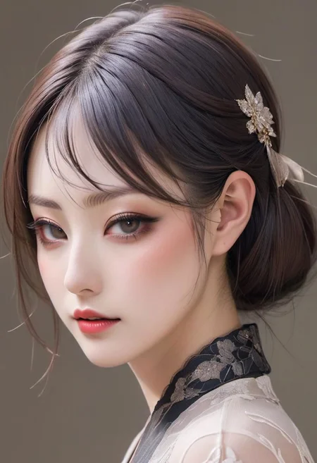 1girl, japanese, detailed face, beautiful, smoky eyeshadow