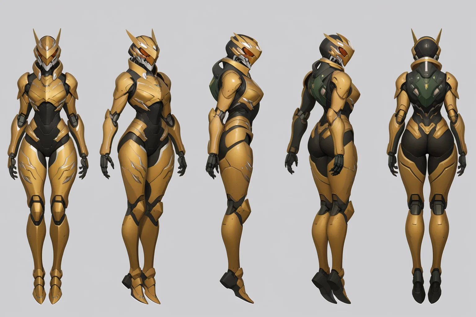 (GENERAL:0), mecha, robot, masterpiece, best quality, very aesthetic, absurdres, solo, standing,
(VIEWS:0), full body character turnaround of mecha,
Multiple views of the same mecha, (simple background, white background:1.2), multiple views, side view, back view, front view,
sunglasses, goggles,
mask, helmet,
Alligator\(animals\)ï¼
slayer Praetor suit\(Doom\),
plate armor, power suit, alien,
android, cybersuit, upper armor, mechanical arms, machinery, prosthesis,
(bodyshape:0), Toned and athletic body,
(clothing:0), (Oscar de la Renta silk gown:0.6),
(gold
Gothic theme character design:1.1),
<lora:MechTurnXLRemix_v1:.75>
<lora:MechTurnXL_v1:.25>
<lora:ClothTurnXLRemix_v1-000004:.25>
<lora:ClothTurnXL_v1-000004:0.25>
<lora:CharTurnXL_v2:0.25>
<lora:xl_more_art-full_v1:.25>,
<lora:Alphonse Mucha Style:.1>, Alphonse Mucha Style page
<lora:å½é£æç»SDXL:.1>
