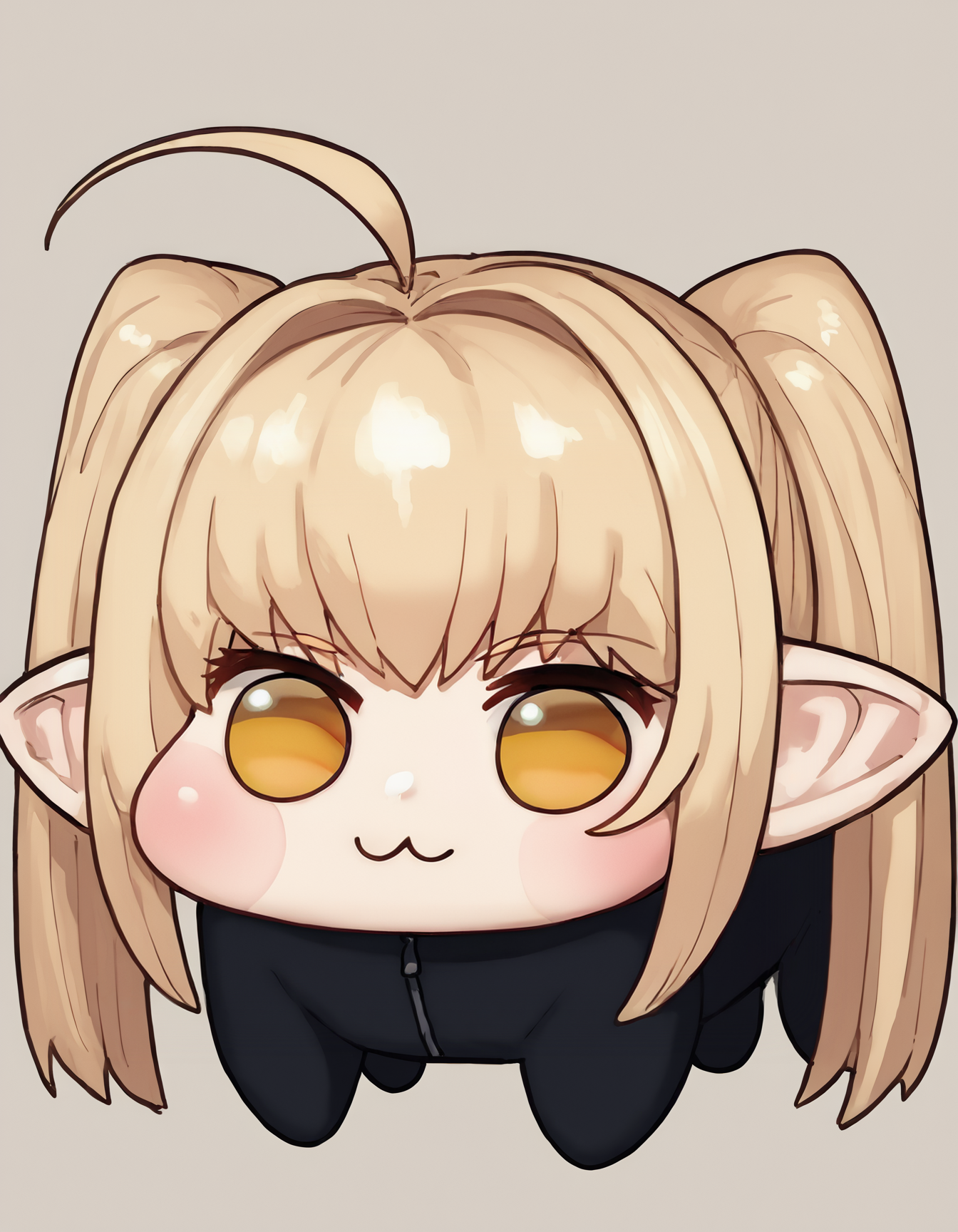 score_9, score_8_up, score_7_up, source_anime
  <lora:kobo_(elf-san_wa_yaserarenai.) koto PonyXL:1>  kobsa, 1girl, pointy ears, long hair, ahoge, blonde hair, twintails,yellow eyes  <lora:Doro_X_PDXL_V1:1> doro, creature, black outline, full body, solid circle eyes, no humans, solo, :3, four legs