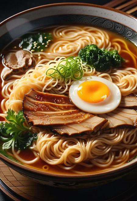 Ultra-wide photorealistic image,centered, photography, analog,close up of  ramen, food photo,  8k photorealistic masterpiece
