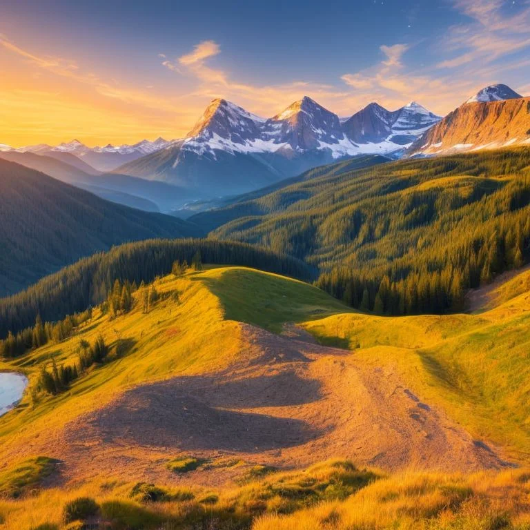 photo of a beautiful mountain vista at sunset trending 8k | <hypernet:longexposure:1>
