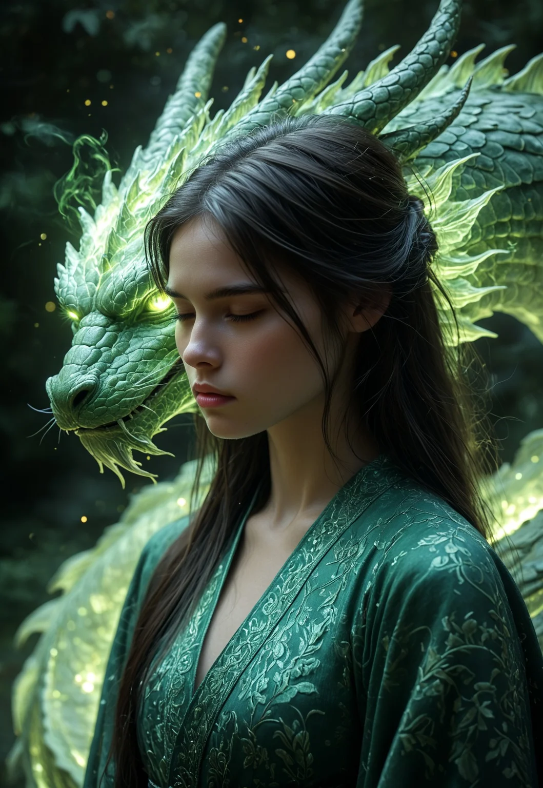 safe_pos, (((score_9, score_8_up, score_7_up))), ((( highly detailed, masterpiece, perfect, detailed, hd, )))
,
((( Dramagmb, colossal ethereal green dragon head, green glowing)))
,
((( 1girl, beautiful, long hair, green hair, magic robe, solo, )))
,
((( Sad )))
,
((( Outdoors )))
,
((( Face close-up view, dramatic scene)))
,
(( ))
,
((( )))
,
()