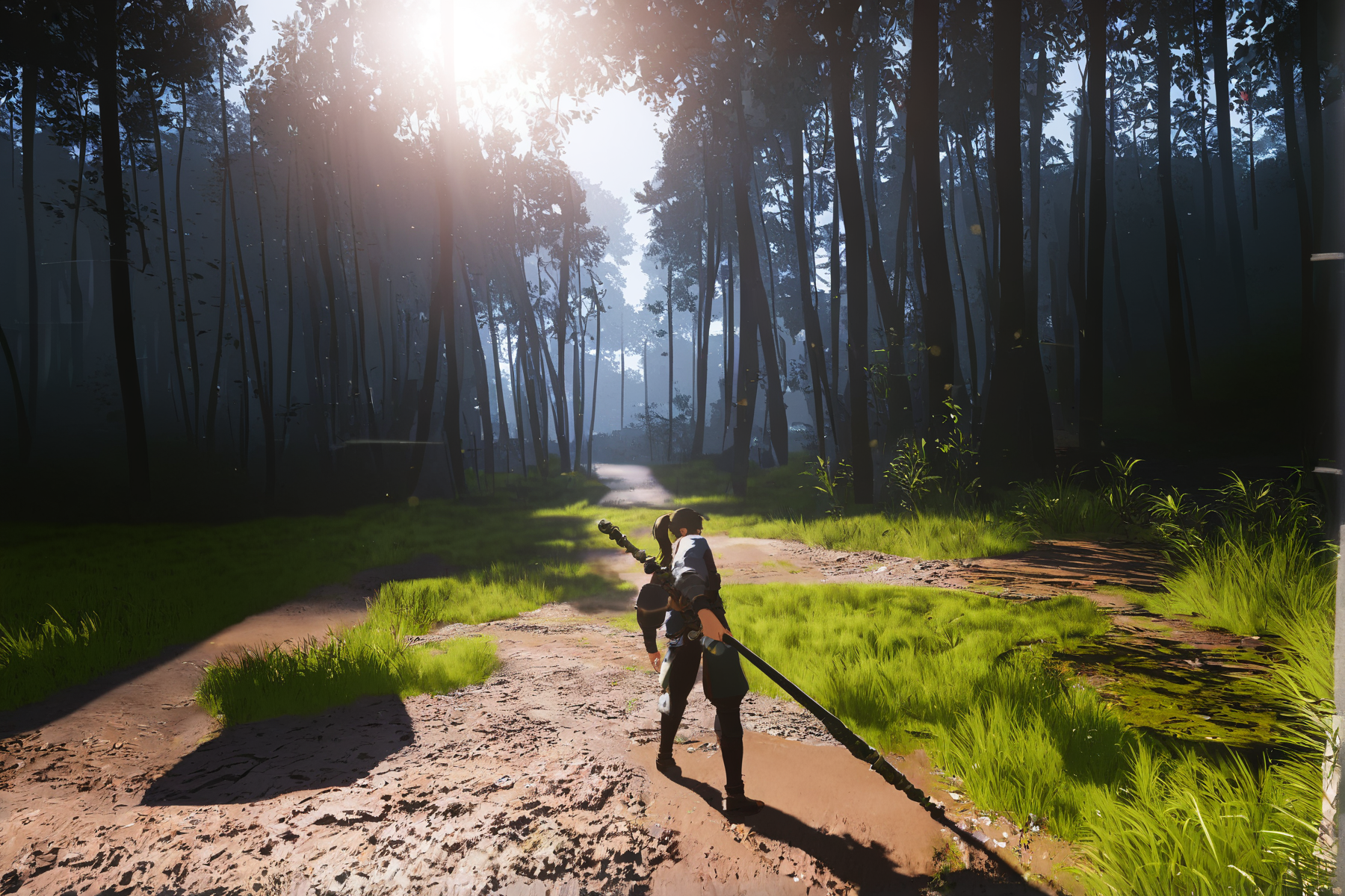 score_9, score_8_up, score_7_up, score_anime, 8k, best quality, masterpiece, (ultra-detailed), 
<lora:heishenhua-pony-Tanger:0.8>, heishenhua artist style, game style, cg, nature, forest, tree, weapon, long hair, outdoors, solo, fire, scenery, standing, sunlight, sword, holding, from behind, 1girl, ponytail, grass, holding weapon, 
 Created using: dramatic chiaroscuro, wide-angle lens, high contrast, intense brush strokes, Renaissance battle painting, motion blur, dynamic composition, vivid realism, hd quality, natural look, 
<lora:AdvancedEnhancerXLv2:0.5>, movie still, film still, cinematic, cinematic shot, cinematic lighting, 35mm film, <lora:xl_more_art-full-beta2:0.5>, <lora:add-detail-xl:0.5>,