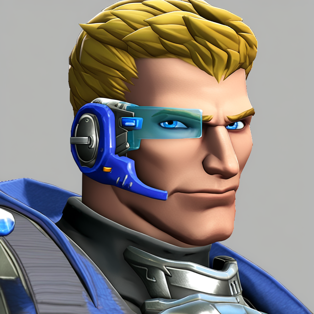 3d, source filmmaker \(artwork\),  1boy, solo, scouter, blonde hair, armor, transparent background, upper body, portrait, simple background, white background, looking at viewer, blue eyes, jackm<lora:eps-owmen-step00001600r:1>