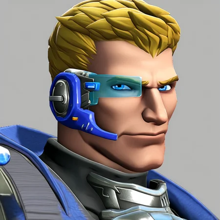 3d, source filmmaker \(artwork\), 1boy, solo, scouter, blonde hair, armor, transparent background, upper body, portrait, simple background, white background, looking at viewer, blue eyes, jackm<lora:eps-owmen-step00001600r:1>