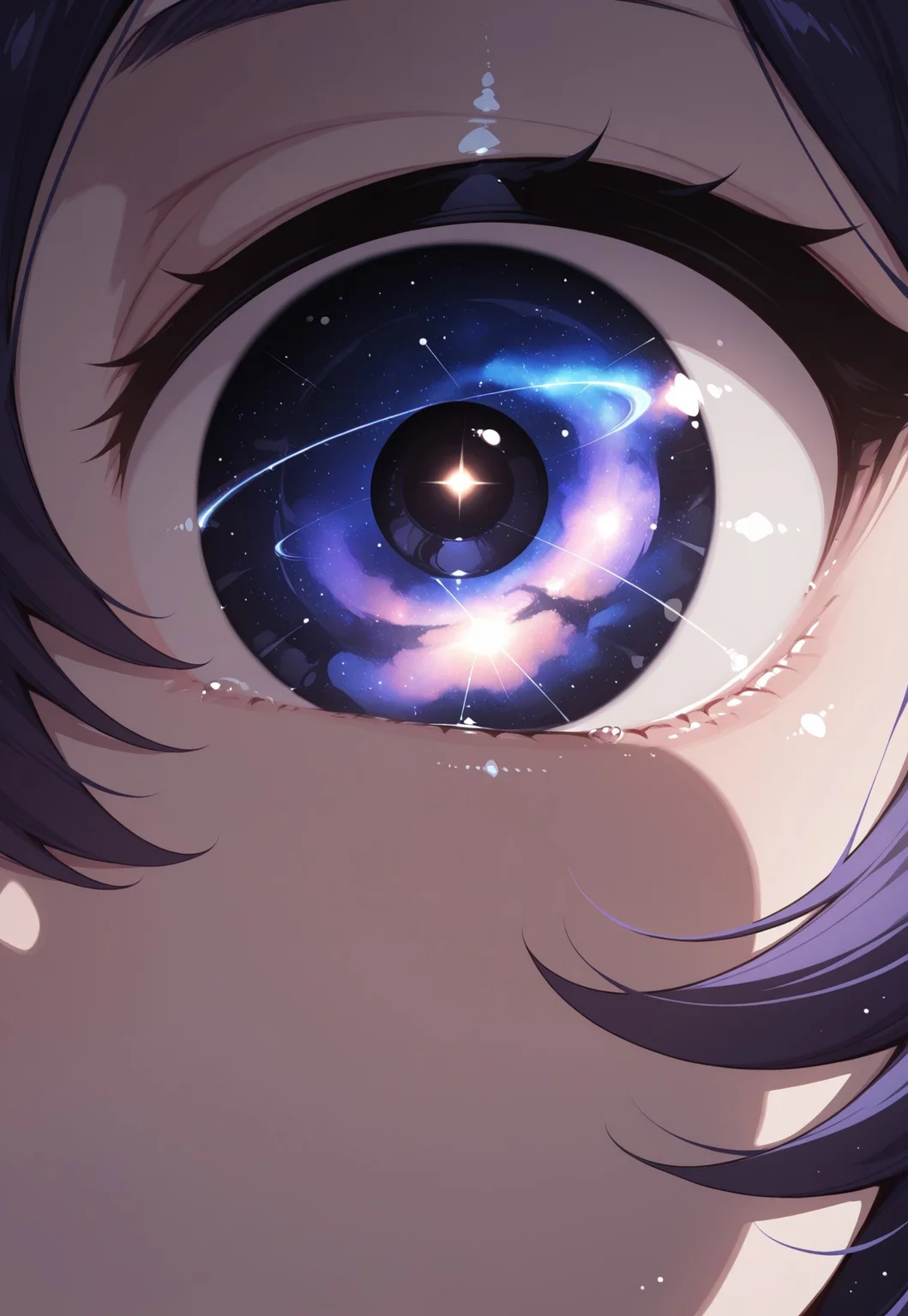 masterpiece, amazing quality, best quality, high quality, dark background
eye closeup, eyte focus, extreme closeup, pupils, extrmely detailed iris, reflection, galaxies, nebulas,