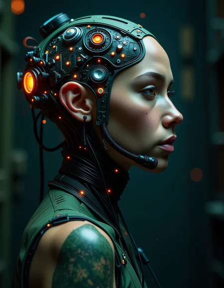 biopunk organic circuitry person, realistic human skin, background a  cyber smuggler's depot  . With futuristic bioluminescent accents, with an emphasis on the blurring of lines between living tissue and artificial constructs. A biological engineering aesthetic with a focus on symbiotic relationships between organic and synthetic elements.  <lora:flux_trainer/moxiePunk_v3>, <lora:flux/Realism 2.safetensors:1.0>,