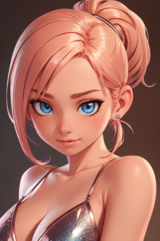 masterpiece, best quality, beautiful girl, 1girl, solo, sexy body, (cute:1.3), (([Rose gold hair], [wedge cut])), realistic, (cute), (detailed face), detailed eyes, detailed iris, detailed cameltoe,,