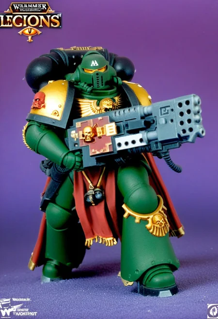 Score_9_up, absurdres, source: GamesWorkshop, grimdark, gothic horror, an adeptus astartes space marine in armor and helmet wielding a bolter gun