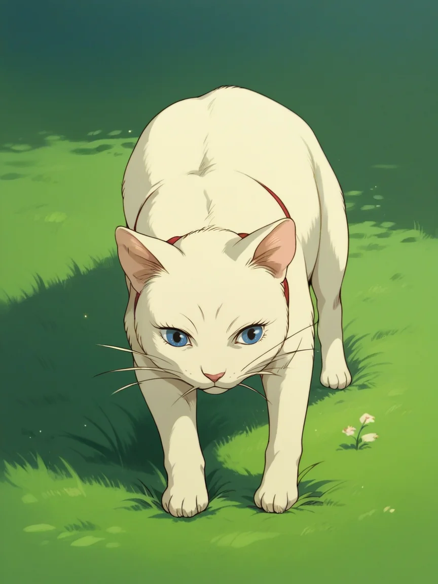 score_9, score_8_up, score_7_up, score_6_up, score_5_up, <lora:Ghibli2XLP:1> ghibli, solo, feral, cat