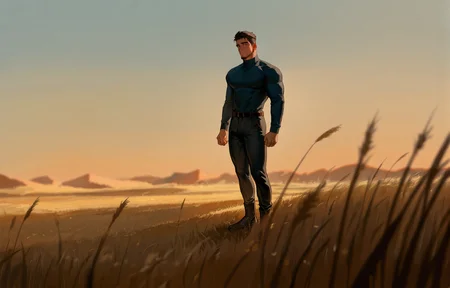 <lora:Random_style_lora_Illustrious:1>, ((rtxon, scenry, field, depth of field, wide shot, desert)), man, ,, masterpiece,best quality,amazing quality,very aesthetic,high resolution,ultra-detailed,absurdres,
solo, male focus, muscular male, muscular male, bara, mature, (very short hair, beard, bara, mature, facial hair, stubble), facial hair, bara, mature,
aixiwuganda_(20222192), very awa, masterpiece, best quality, absurdres, newest, perfect quality, detailed background, intricate details,
<lora:slider_Body Type_alpha1.0_rank4_noxattn_last:2><lora:style_Anime Summer Days 2 Style SDXL_LoRA_Pony Diffusion V6 XL:.6><lora:slider_cfg_scale_boost:.7><lora:Artist6p:.55> Artist6p, Artist04p,<lora:slider_il_brightness_slider_d1:-1><lora:slider_il_contrast_slider_d1:-1><lora:slider_DarkSlider1.2_alpha1.0_rank16_full_300steps:-.6>