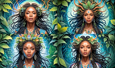 painting by James jean, abstract art, insane details, Lebanese (whimsical, psychedelic:1.1) , dressed up as Olivia Pope character, Dreadlocks hairstyle, ethereal magical atmosphere, stylized by Noriyoshi Ohrai, detailed, vibrant, surrealism, fantastical, intense, shiny, aesthetic, perfect composition OverallDetailXL   <lora:Surreal:1> <lora:Elven_Mage:0.8> 3lv3n M4g3, woman, staff, glowing, tattoo, magical, botanical