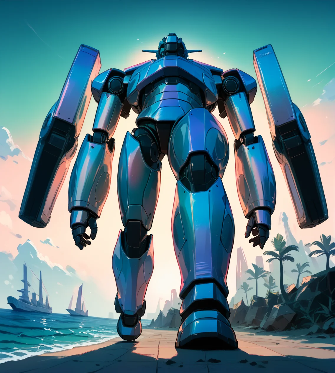 score_9. score_8_up. score_7_up. score_6_up. score_5_up. score_4_up . mecha. robot. giant robot. ocean. pacific rim. sunset. walking. science fiction. futuristic. epic. from below, scenery
<lora:iridescent_blocks:0.9>