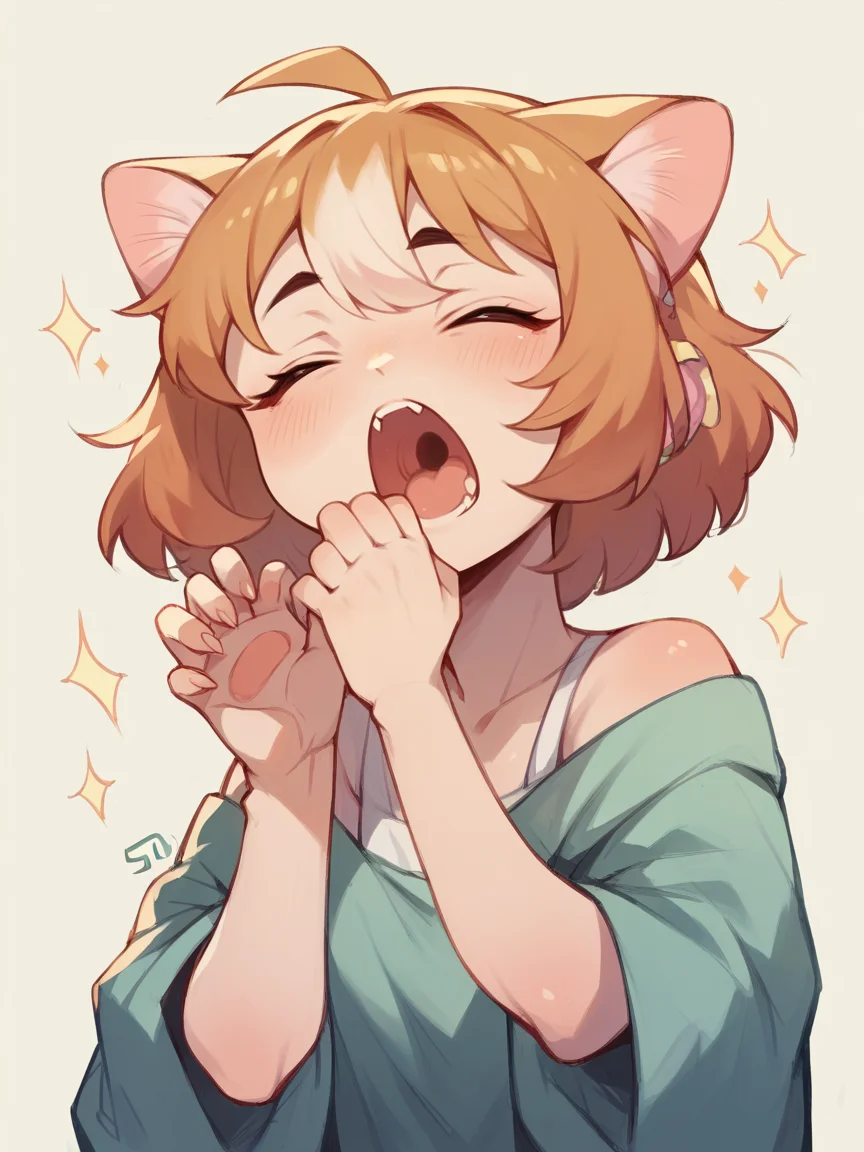 score_9, score_8_up, score_7_up, score_6_up, score_5_up, 1girl, <lora:su1zXLP:1> su1z, cat 1girl, cute, yawn