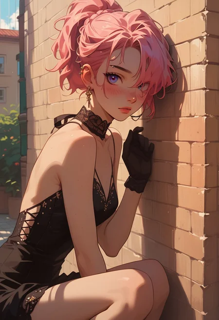 score_9, score_8_up, score_8, score_7_up, score_7, adult female,tiny tits, flat , female, neon hair, long hair, hair, hair over one eye, dark eyebrow, cute face, freckles, ear piercing, anime girl, petite body, thin, short,small face , , cute, easynegative, blushing,
Masquerade Ball Guest: Elegant gown, intricate mask, gloves, ornate jewelry, updo hairstyle, mysterious, sophisticated.
score_9, score_8_up, score_7_up, score_6_up, slim girl, perfect small breasts,, blushing nose, twin short ponytail, knees together, outside against tile wall of building, lamp white light, tiled wall, cowboy shot, stay near wall, chest up, knees together
sinozick style,g4n1m3,