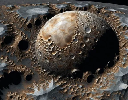 surrealistic, Frac_XL craters on the moon Europa, in the style of Albert Bierstadt<lora:Frac_XL:1>