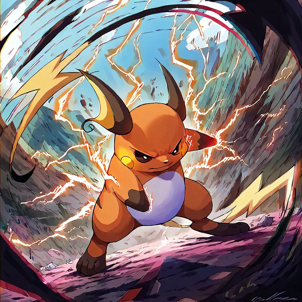 score_9, score_8_up, score_7_up, score_6_up, source_furry, solo, dof, full-length portrait, blurredbackground, <lora:POKEMON_RAICHU_r1:1> raichu, pokemon (creature), action, attacking, electricity, cinematic, dynamic angle, motion blur, (lags), ((glitch)), glitching, chaos, out of control, dramatic, (glitch takeover), red highlights, chromatic aberration