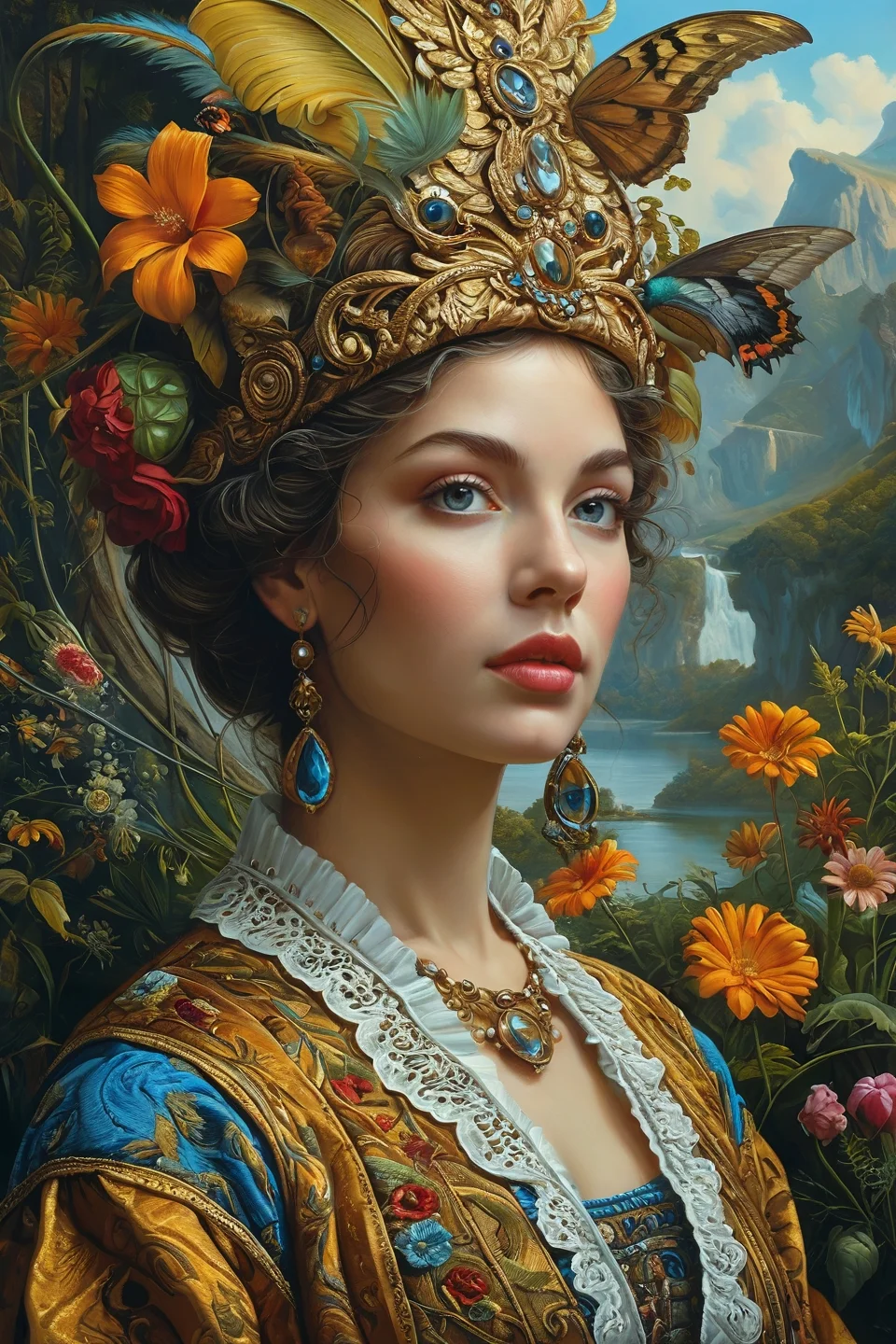 Baroque, Baroque, landscape,creator landscape, "hyperrealistic close - up portrait of psychedelic - shaman highly detailed concept art eric zener elson peter cinematic hard lighting high angle hd 8 k sharp shallow depth of field, inspired by denis villeneuve and zdzisław beksinski",
<lora:clear:0.15> style of Michael Cheval.
<lora:greg_rutkowski_xl_2:0.3> greg rutkowski,
clear <lora:tbh129-sdxl:0.3>,
<lora:extremely_detailed:0.7> extremely detailed ,
<lora:add-detail-xl:0.7>,, Fantasy painting art style, imaginative, dynamic composition, professional-grade execution, creates immersive world and landscape, painterly, epic, magical, dramatic, exuberant, grandeur, baroque art, oil painting art style from Renaissance period, masterful composition, Renaissance mood, renaissance oil painting, brush strokes, dramatic, exuberant, grandeur, baroque art