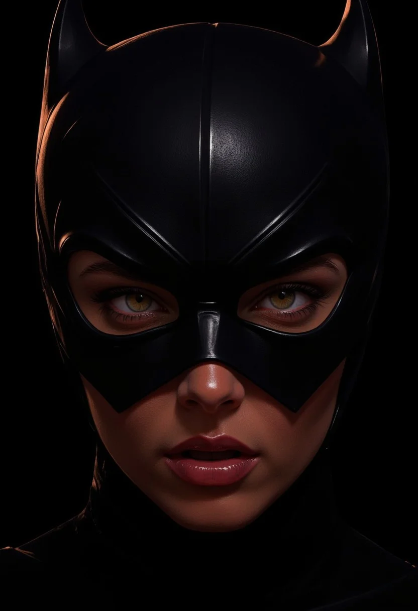 This is a photorealistic image depicting a confident busty Batgirl wearing a striking Venetian mask.
Beneath the mask, her actual face is visible, showcasing an unexpected expression of pure ecstasy, often referred to as an "orgasm face." orgasmface, Her features are relaxed and blissful, with eyes half-closed and lips slightly parted in a euphoric smile. Subtle shadows accentuate her defined cheekbones, enhancing the unexpectedness of her expression. Her radiant skin glows in the light, adding to the sense of intensity and emotion.
The combination of the elegant Venetian mask and Batgirl's blissful expression creates a striking contrast, embodying the tension between her confident facade and the raw emotion lurking beneath, hinting at a powerful yet playful nature.