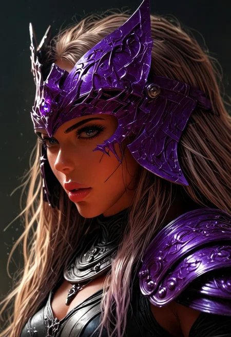 score_9, score_8_up, score_7_up, (Fantasy Female knight in a helmet).
The image zeroes in on the helm of a robust female knight. The deep green metal of her helmet shimmers with a magical light, detailed engravings decorating its surface. The visor, made of amethyst-like crystal, glows with a purple hue, obscuring her eyes and adding a sense of enigma. The amethyst visor enhances her fierce and powerful presence, making her look both regal and intimidating. The intricate carvings on her helm and the glowing visor create an aura of mystery and strength, perfectly capturing the essence of a fantasy warrior.
(Open mouth, cumshot, multi blowjob, (cum on tongue))