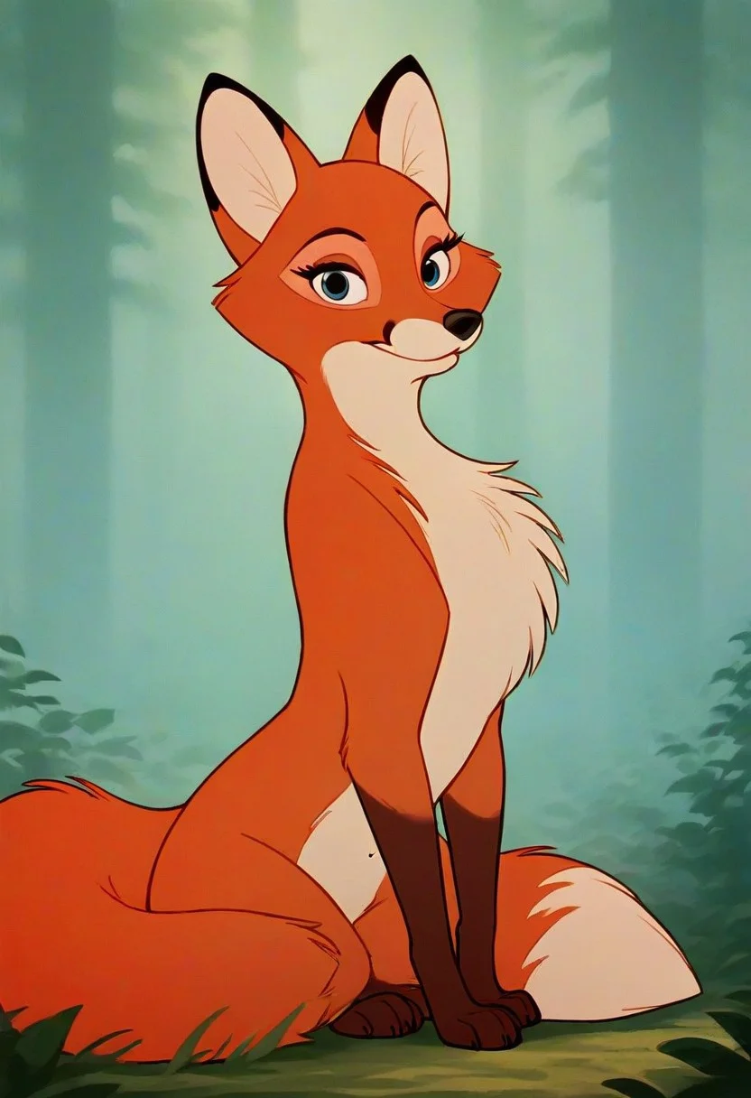 (source_furry, source_cartoon, rating_explicit, score_9, score_8_up, score_7_up, score_6_up, score_5_up, score_4_up), BREAK face focus, Vixey, feral, 1girl, furry female,chest tuft, fox, blue eyes, eyelashes, solo, looking at viewer, sitting, outdoors, forest, high-definition, masterpiece, high quality, studio shadows, rim lighting, extremely detailed CG unity 8k wallpaper, Expressiveh,