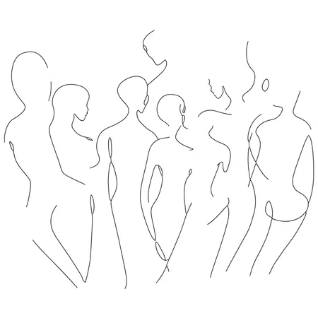 aaAR7la, masterpiece, best quality, aesthtic, highres, simple background, white background, Black-and-white, minimalistic, one line drawing, lineart, multiple people, outline, abstract, see=through, transparent, faceless,