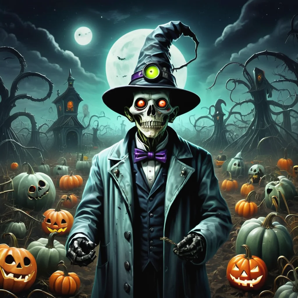 ((realistic,digital art)), (hyper detailed),h4l0w3n5l0w5tyl3DonMD4rk Uncanny Retro Halloween Mad Scientist Cornfield Maze Candy Bars Eyeballs Sinister Laughter Witch's Hat Lights Graveyard Ghost Tours, <lora:h4l0w3n5l0w5tyl3DonMD4rk-XLv1.1:1>