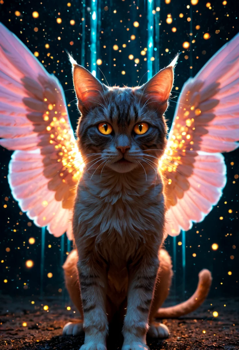 score_9, score_8_up, score_7_up, a winged cat, glowing particles, psychedelic, realistic,