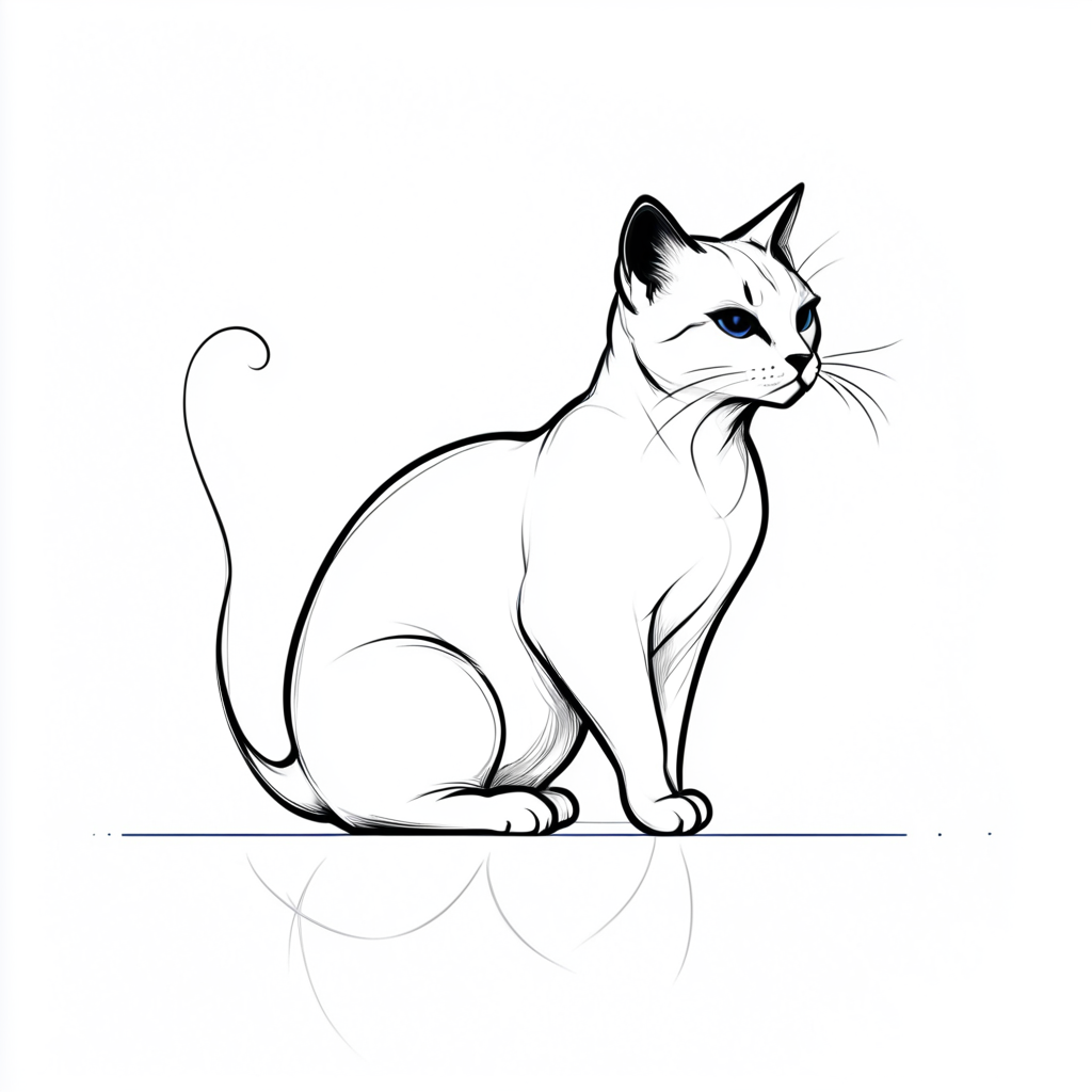 <lora:Minimalist_Line_Art:1>, ArsMJStyle, Minimalist Line Art,  Spot Colors, Minimalist cat, feline outline, simple curves, playful pose, clean lines, modern pet portrait, black on white, elegant simplicity