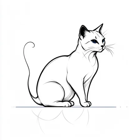 <lora:Minimalist_Line_Art:1>, ArsMJStyle, Minimalist Line Art, Spot Colors, Minimalist cat, feline outline, simple curves, playful pose, clean lines, modern pet portrait, black on white, elegant simplicity