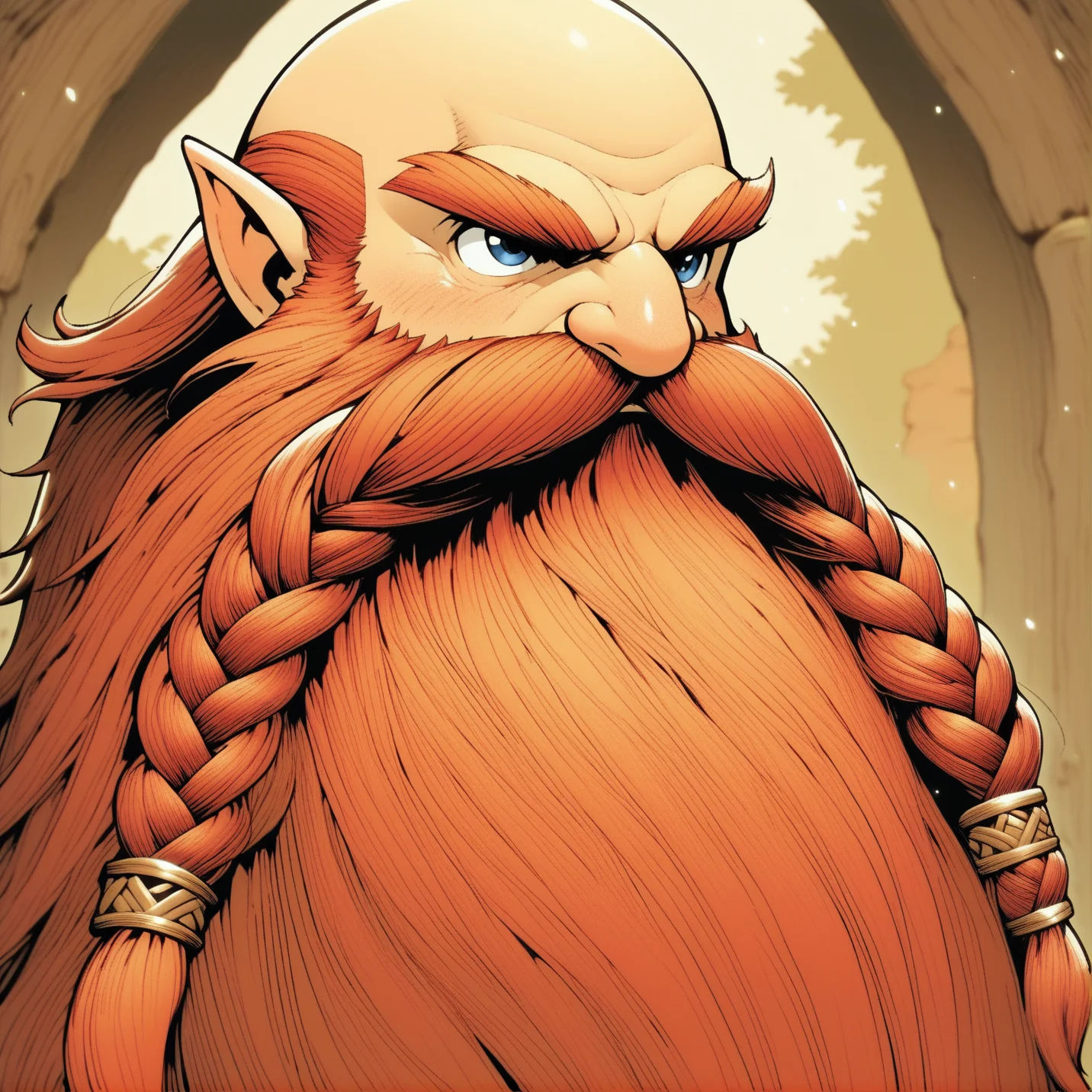 Legend of Zelda style ,score_9, score_8_up, score_7_up, score_6_up, score_5_up, score_4_up, <lora:Harry_Dwarf_Pony_XL:1>,, ,ultra detailed, masterpiece, Harry_Dwarf, dwarf-like, flowing long Chartreuse beard, braided moustache,bald, bangles, . Vibrant, fantasy, detailed, epic, heroic, reminiscent of The Legend of Zelda series