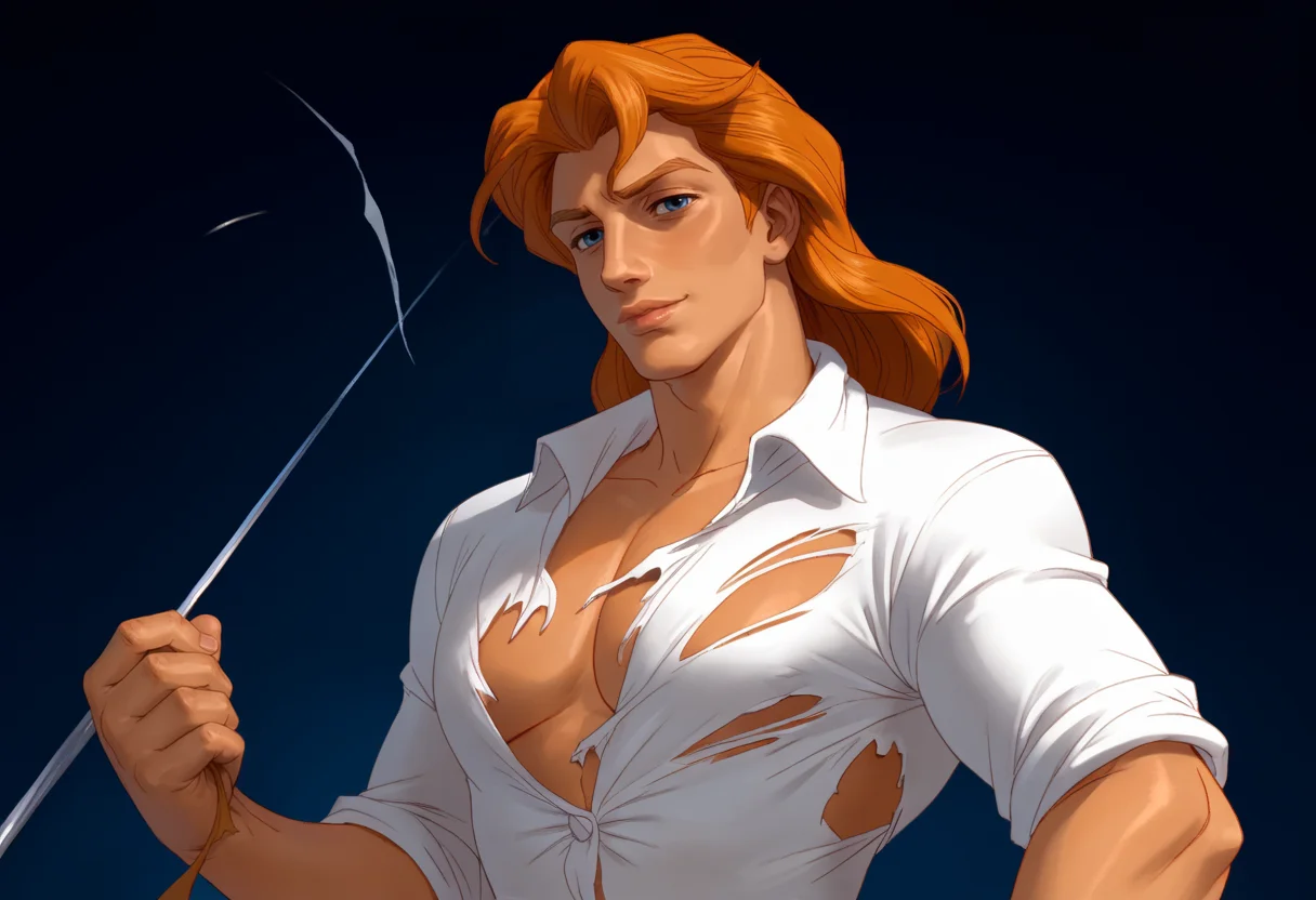 score_9, score_8_up, score_7_up, Prince_Adam_BTB, 1 man, torn white shirt, dark background, zPDXL3, <lora:Prince_Adam_BTB:1>, <lora:add-detail-xl:0.8>, <lora:zPDXL3:1>