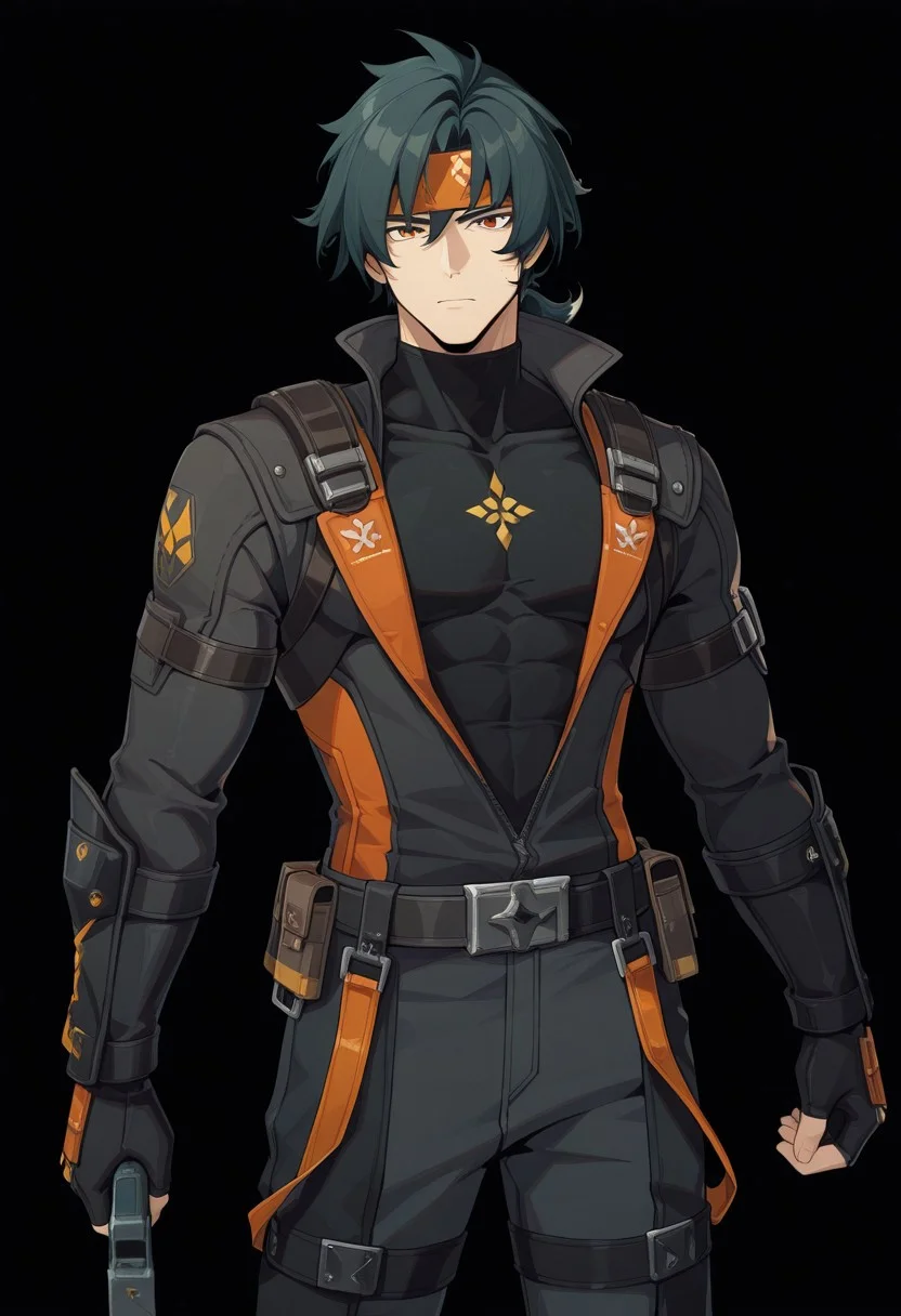 zenlesszonezero, 1boy, solo, adventurer suit, holding a bow