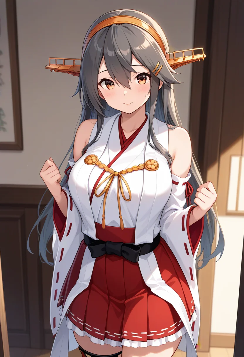 cowboy shot, solo,detail background, ,haruna kai ni \(kancolle\),masterpiece, best quality, amazing quality