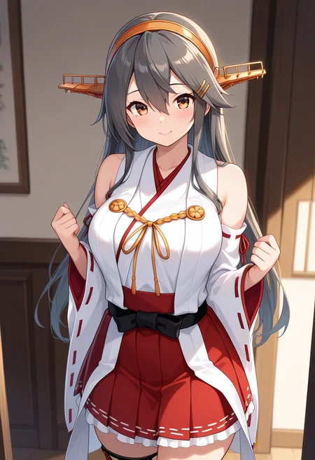 cowboy shot, solo,detail background, ,haruna kai ni \(kancolle\),masterpiece, best quality, amazing quality