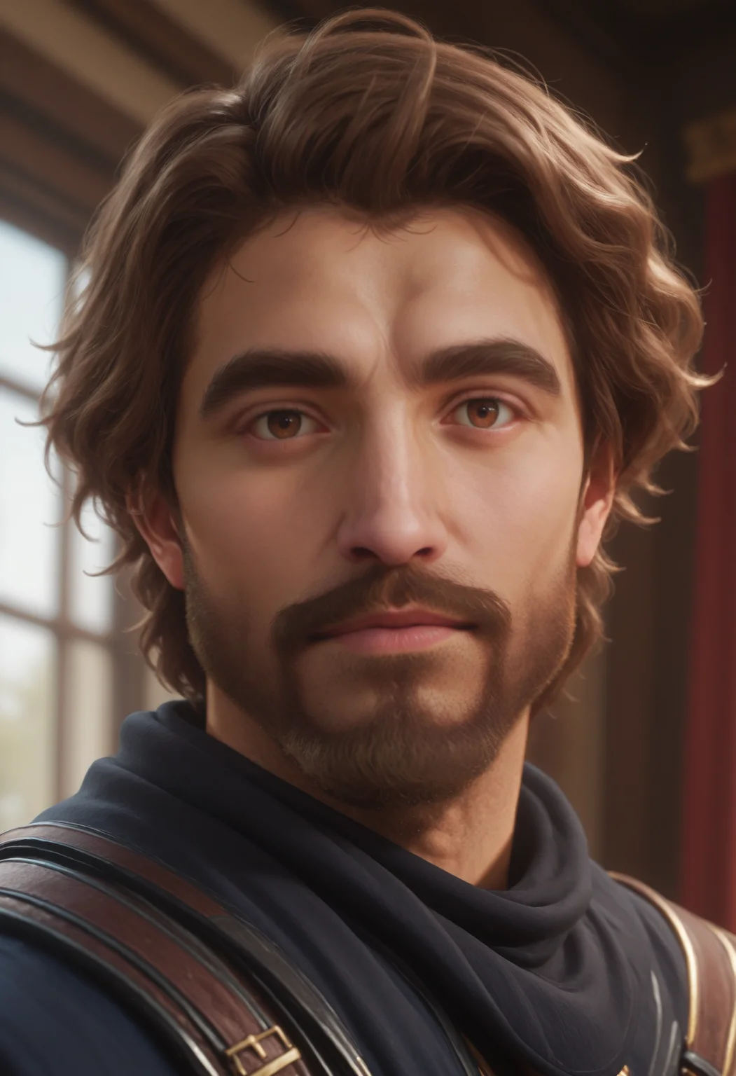 masterpiece, very aesthetic, best quality, absurdres, newest, realistic
<lora:ILE3Gustav:1.0>
E3Gustav, 1boy, male focus, short hair, brown hair, brown eyes, beard, looking at viewer, portrait