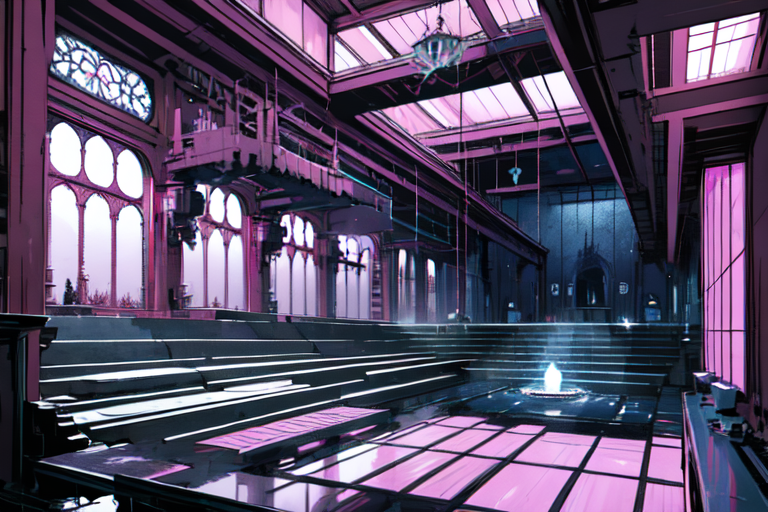 highly insanely detailed, masterpiece, top quality, best quality, highres, 4k, 8k, RAW photo, (very aesthetic, beautiful and aesthetic),  
tsutomu nihei,nihei_tsutomu,blame!,blame gakuen!,abara,TNstyle,sidonia_no_kishi,(stairs,hangar,giant room,megastructure in background,lab,mausoleum), 
<lora:blameLora_v10:0.5>, 
(1girl:1.3), 
solo focus, 
Bathhouse,Steam-filled chamber with a sunken bathing pool lined with tiles,shelves stacked with aromatic oils and perfumes,woven baskets for towels,flickering oil lamps,and intricate tile mosaics depicting scenes of daily life,(pure magenta background,transparent background:1.2),âââ