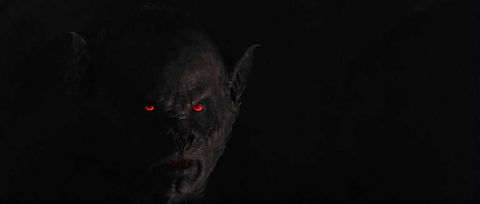 Horror-themed,  <lora:Vampire Bat:1>
Set in 19th-century England and Romania, Vampire Bat a red eyes staring in the dark at camera,solo,simple background,red eyes,glowing,black background,glowing eyes,dark , Horror themed, dark themed, Bram Stoker's Dracula 1992 film style, Eerie, unsettling, dark, spooky, suspenseful, grim, highly detailed