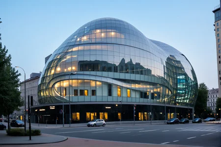 <lora:YourBlobitecture_XL:1> , ((blobitecture)), ((masterpiece)), ((best quality)), scenery, outdoors, sky, building, day, tree, city, real world location, road, motor vehicle, lamppost, window, reflection, curvy, curtain wall, glass,, photography, capturing moments, storytelling, creative composition