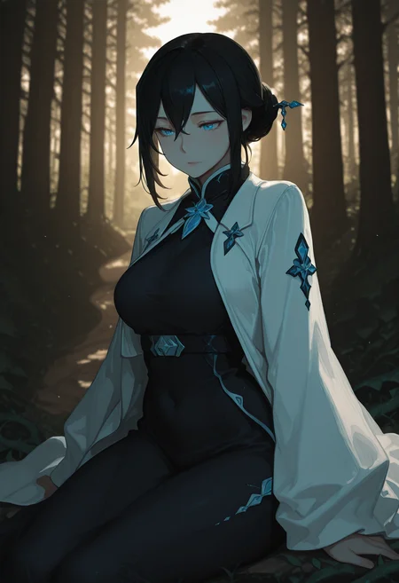 Su Yan, black hair, blue eyes, Su Yan main outfit, white coat,
figure four sitting, forest path, dense vegetation, dark forest, vines, overgrown, day,
BREAK
(Smooth Quality:0.8),masterpiece,best quality,amazing quality, absurdres, ultra-HD, 8k, fit body, raytracing, soft lighting, volumetric lighting, ambient occlusion,absolutely eye-catching, highest quality, usnr, (cinematic composition:1.3), depth of field, (adult), (mature female:1.2), very aesthetic, smooth image, (detailed face and eyes), mesmerizing gaze, sharp focus, warm lighting, semi realistic, emphasize body relief,
<lora:illustrious_quality_modifiers_masterpieces_v1:1> <lora:USNR_STYLE_ILL_V1_lokr3:0.4> <lora:MGE_V5.2_IL:0.8> <lora:ponyv6_noobE11_2_adamW:0.4> <lora:MoriiMee_Gothic_Niji_Style_Illustrious_r1:0.6> <lora:Martial_peak_girls:0.8>