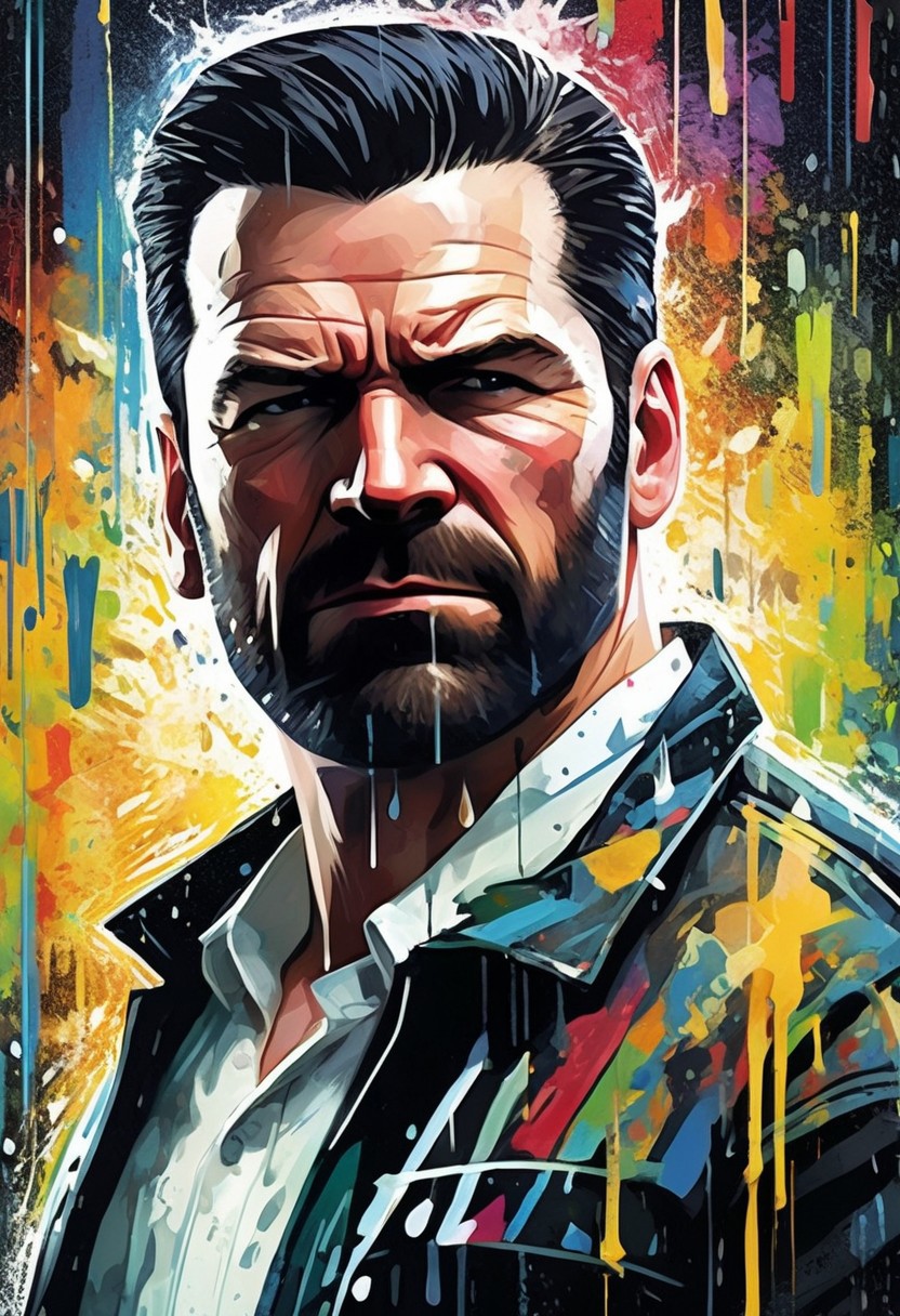 detailxl, high quality, artistic multicolored-splashes-style,
(dark artistic blank background:1.3)
(half body shot, looking at viewer, angry, dark:1.4),
(digital-painting, Portrait of Max Payne, rain:1.8),
(detective cop in jacket in new york street)
