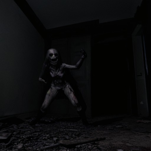 horror scene, knife, indoors, night time, gore, glowing eyes, evil, evil demon, soft errie dim lighting giving just enough light to see the danger ahead, even though it is night and dark there are multiple light sources throughout the scene so it is not overly dark. Horror cinematic lightning. terrifying level 12 out of 10