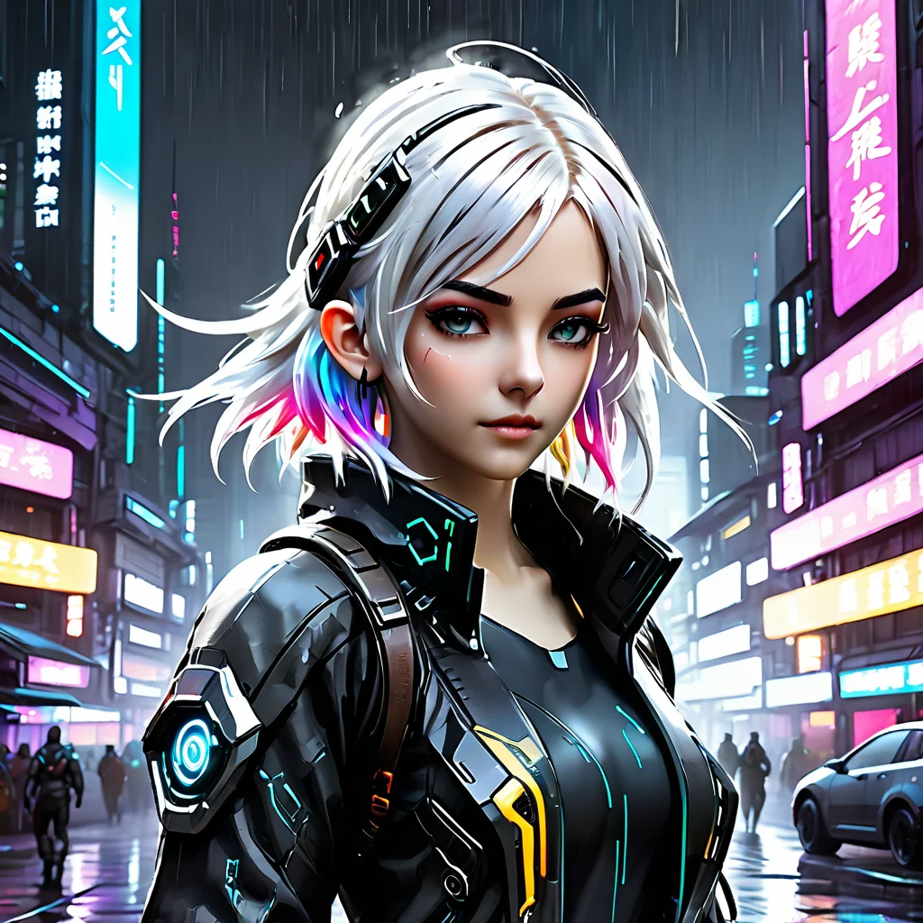 ink splashing,semi realistic, 2d game scene,oil and watercolor painting,
<lora:fantasy_world:1>ï¼
(((masterpiece))),(((best quality))),((ultra-detailed),(dynamic angle),(((night,heavy rain,bloom))),
((floating)),(paint),((disheveled hair)),
(solo), ((child,very young,little girl,cute,little girl face)), ((small_breasts)), (((detailed anima face))),((beautiful detailed face)),collar,upper body,
white hair, ((colorful hair)),((streaked hair)),
beautiful detailed eyes,
((cyberpunk)),cyberpunk city,broken city,neon light,mechanical arm